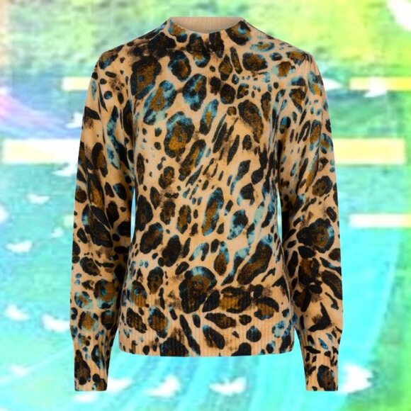 EsQualo Trendy Multi Color Animal Print Long Sleeve Sweater Size XL NEW - Picture 2 of 6